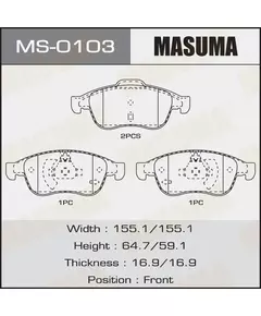 Колодки тормозные Renault Duster 11-, Arkana 19-, Fluence 10-, Megane III 08- передние MASUMA