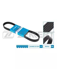 Ремень поликлиновой Mitsubishi ASX 10-, Lancer X 09-, Outlander XL II 06-, Citroen C-Crosser 08-, Peugeot 4007 08- - Zekkert арт. KR6PK2563