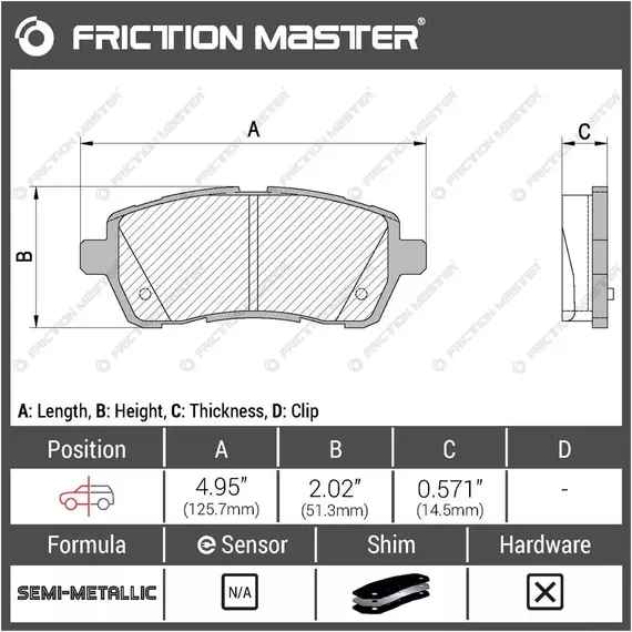 Тормозные колодки FRICTION MASTER MKD1454 для Мазда 2 (De) 10.07 / Форд Фиеста Vi 10.08 / Toyota Виос 1 I 10.02-07 / Сузуки Свифт 4 10.10 / Дайхатсу Материя 06