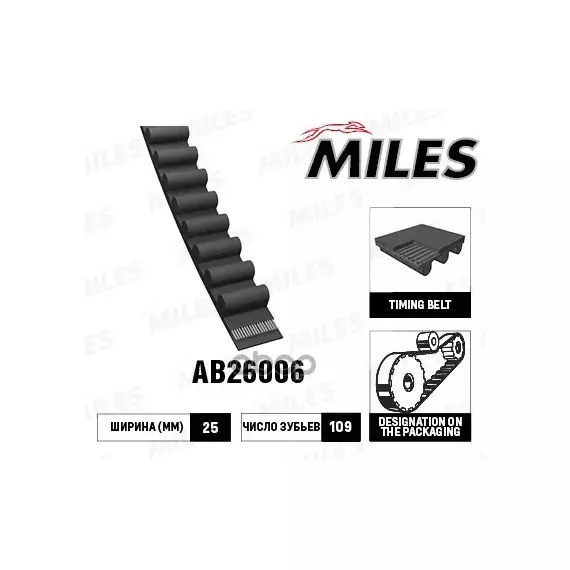 Ремень грм mitsubishi 1.3 1.6 03 06 (109x25) miles арт. ab26006 - MILES арт. AB26006