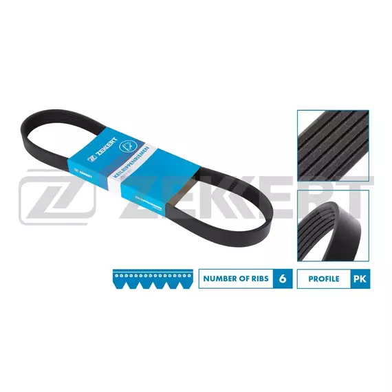 Ремень поликлиновой Mitsubishi ASX 10-, Lancer X 09-, Outlander XL II 06-, Citroen C-Crosser 08-, Peugeot 4007 08- - Zekkert арт. KR6PK2563