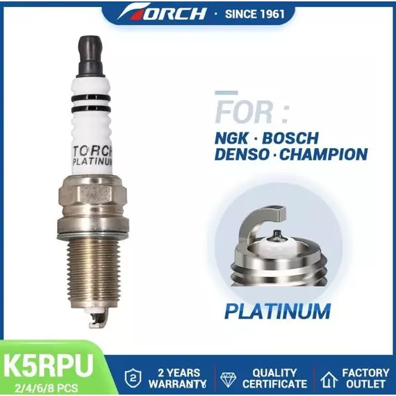 Свеча зажигания платиновая, 1 шт. TORCH PLATINUM+U K5RPU для УАЗ ХАНТЕР, ПАТРИОТ, ПИКАП / CHEVROLET CAPTIVA, LACETTI / MERCEDES E-класс (02-06) / MITSUBISHI L200, OUTLANDER (06-10)