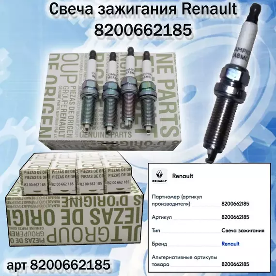 Свеча зажигания Renault 8200662185