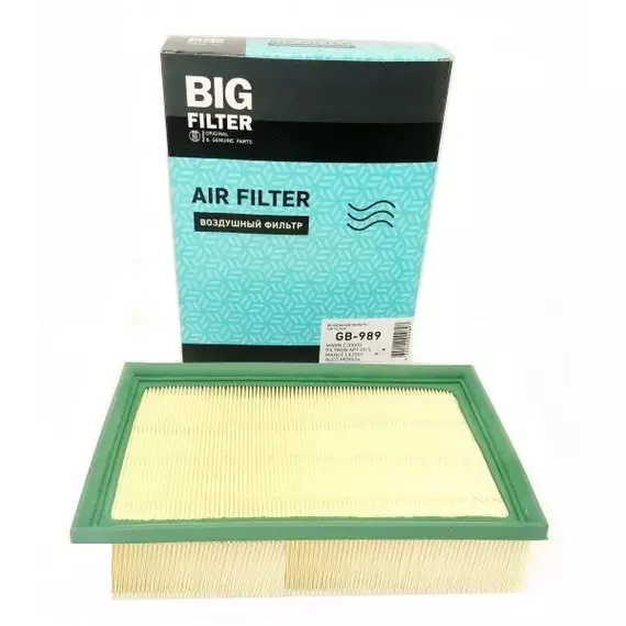 Фильтр воздушный BIG FILTER GB989 VW Golf VII, Passat, Tiguan II 1.6, 2.0 TDI, 2.0 TSI 14-, SKODA Octavia III 1.6, 2.0 TDI, 2.0 RS (без упаковки)