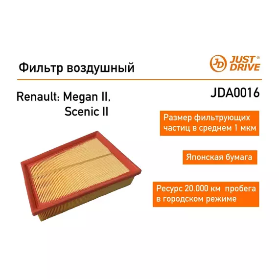 Фильтр воздушный для автомобиля Renault Megan II JUST DRIVE JDA0016